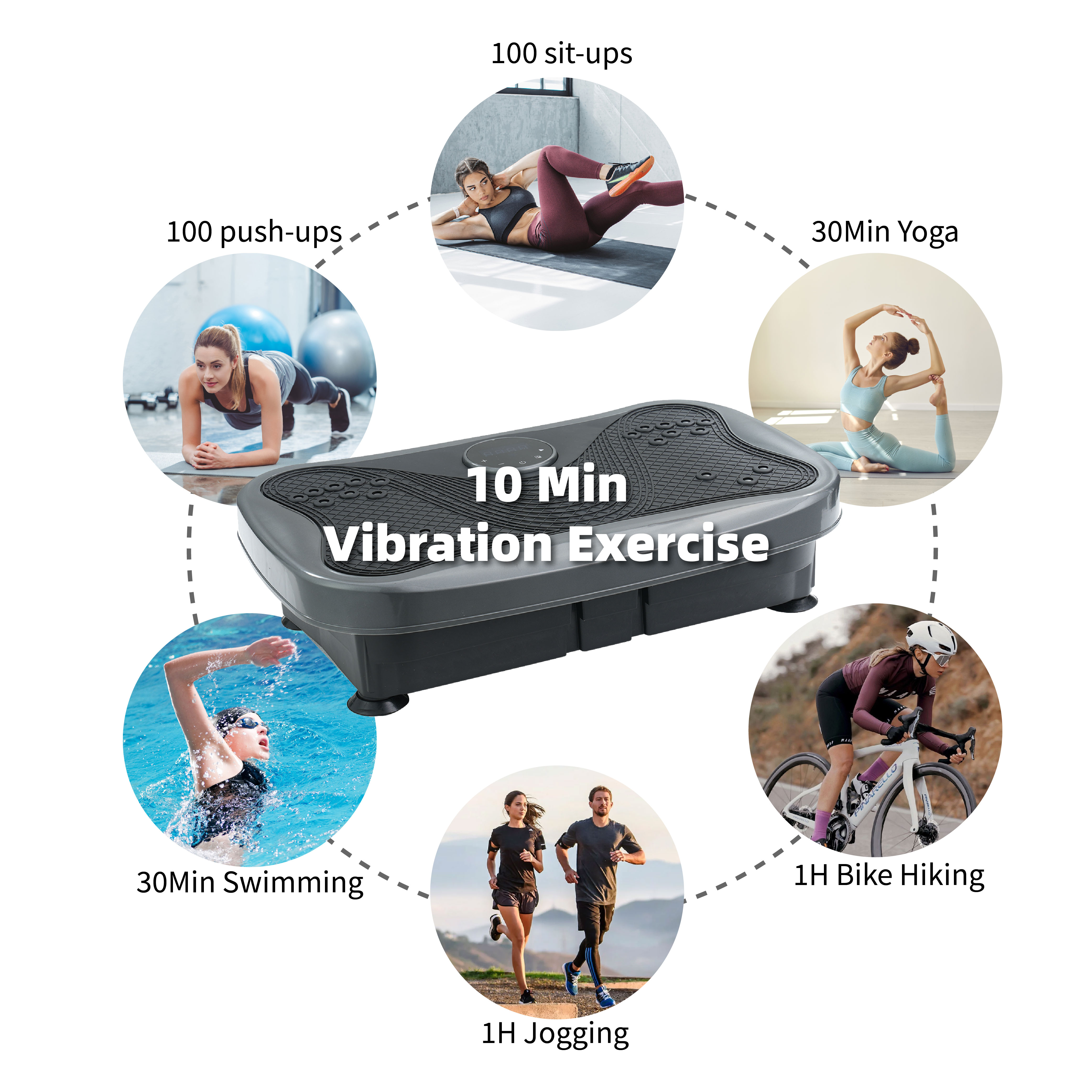 Vibration Plate Fitness Platform With Handle Whole Body Exercise Machine With 120 Speed Levels, Lymphatic Drainage, Fat Burning, And Weight Loss, Perfect For Women, Men, And Home Gym Exercise_voghion.com